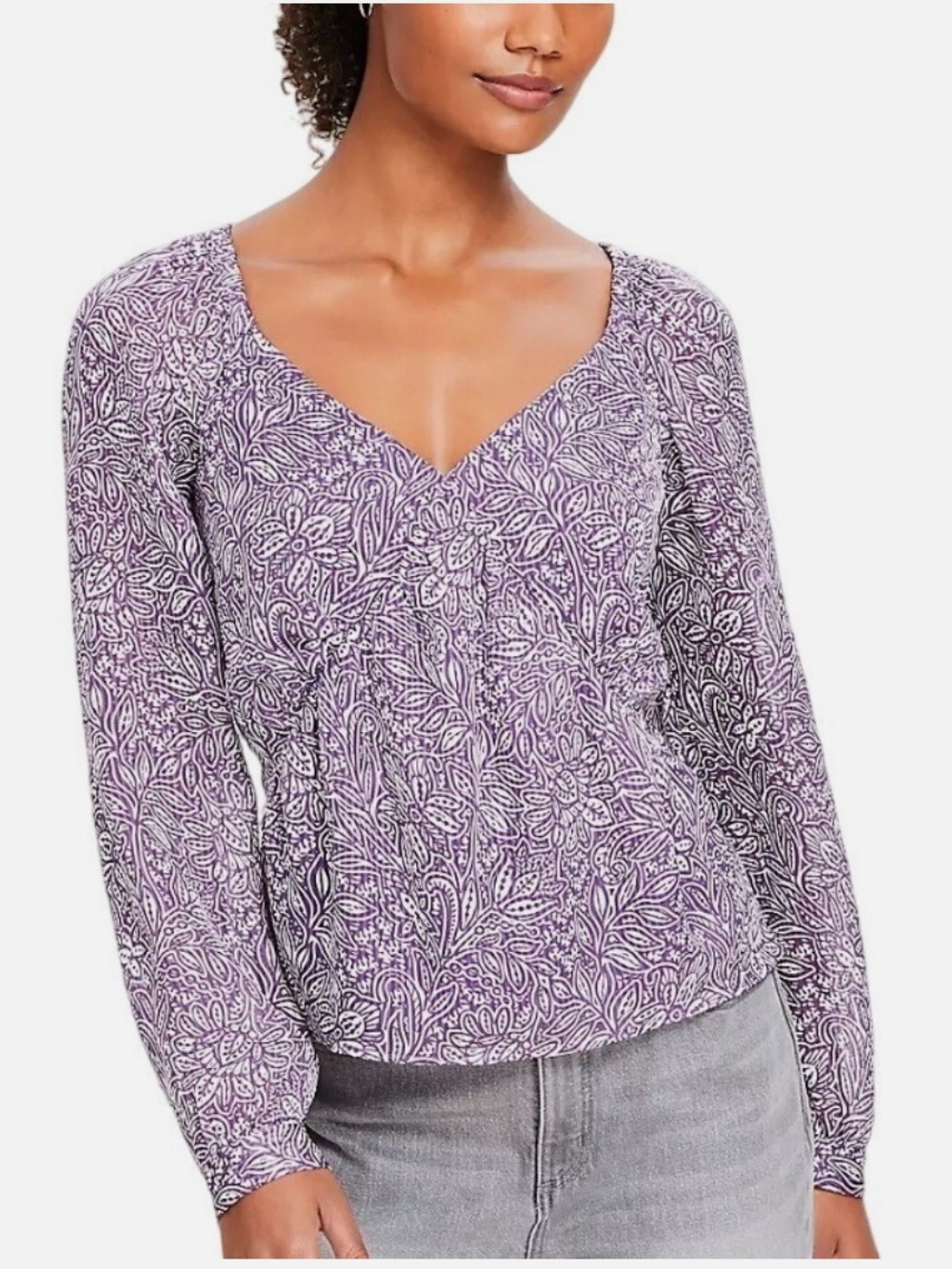 Loft Tulip Striped Purple White Flattering Sweetheart Office Blouse  Large NEW